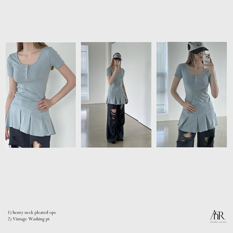 Another Avenue - Korean Women Fashion - #momslook - Henley Neck Pleated One-piece - 9