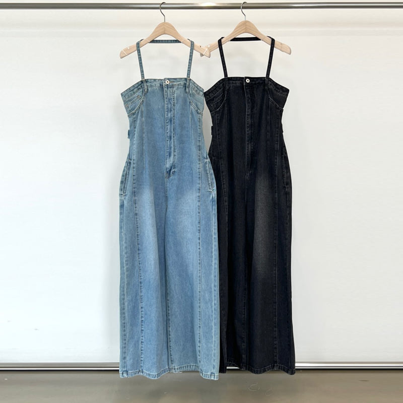 Another Avenue - Korean Women Fashion - #momslook - Motion Denim Jumpsuit