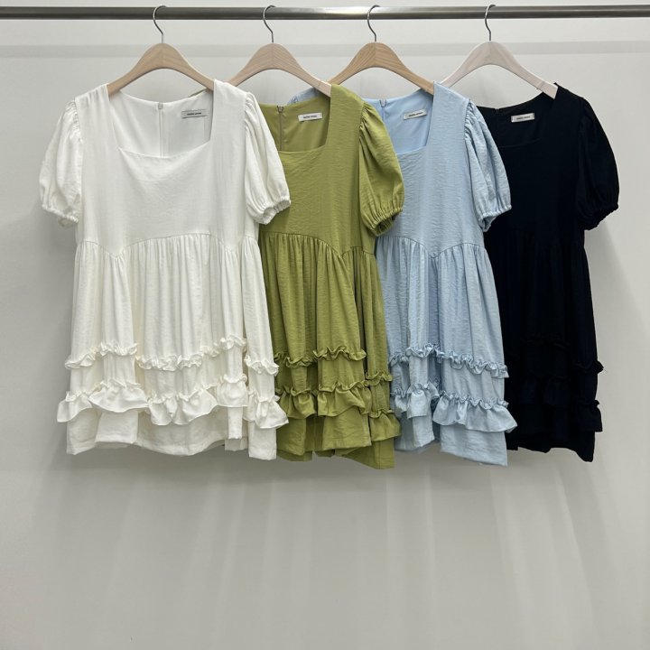 Another Avenue - Korean Women Fashion - #restrostyle - Square Frill One-piece