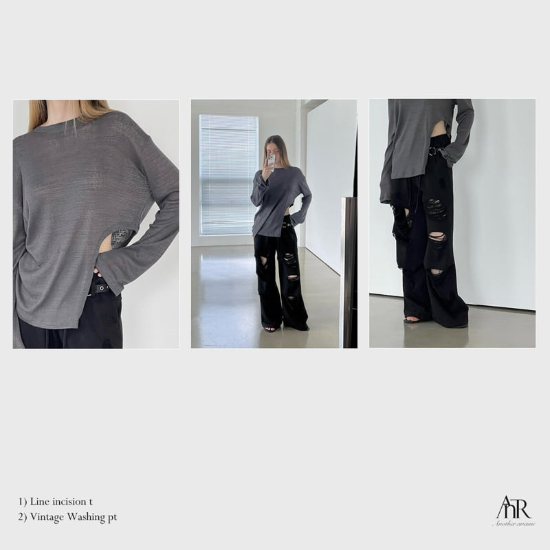 Another Avenue - Korean Women Fashion - #womensfashion - Line Cutting Tee - 7