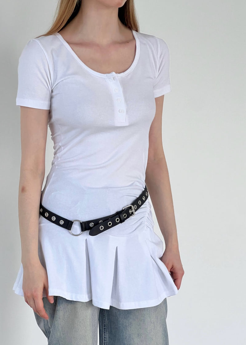 Another Avenue - Korean Women Fashion - #womensfashion - Henley Neck Pleated One-piece - 12