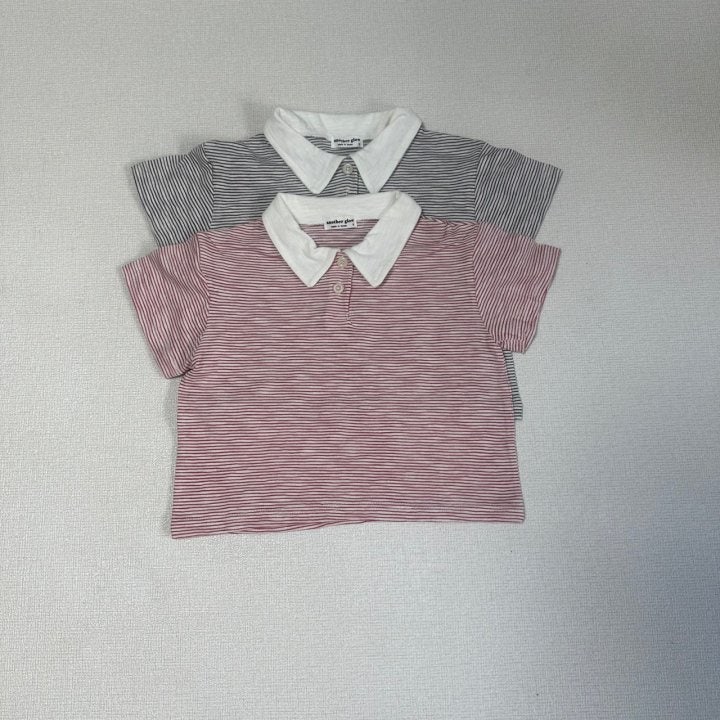 Anotherglow - Korean Children Fashion - #kidsstore - Collar Stripe Tee - 2