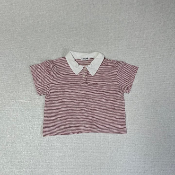 Anotherglow - Korean Children Fashion - #magicofchildhood - Collar Stripe Tee - 6