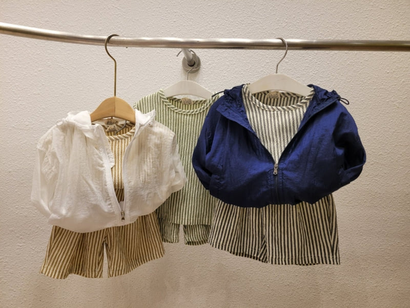 Atree - Korean Baby Fashion - #babyoutfit - Stripe Set   - 3