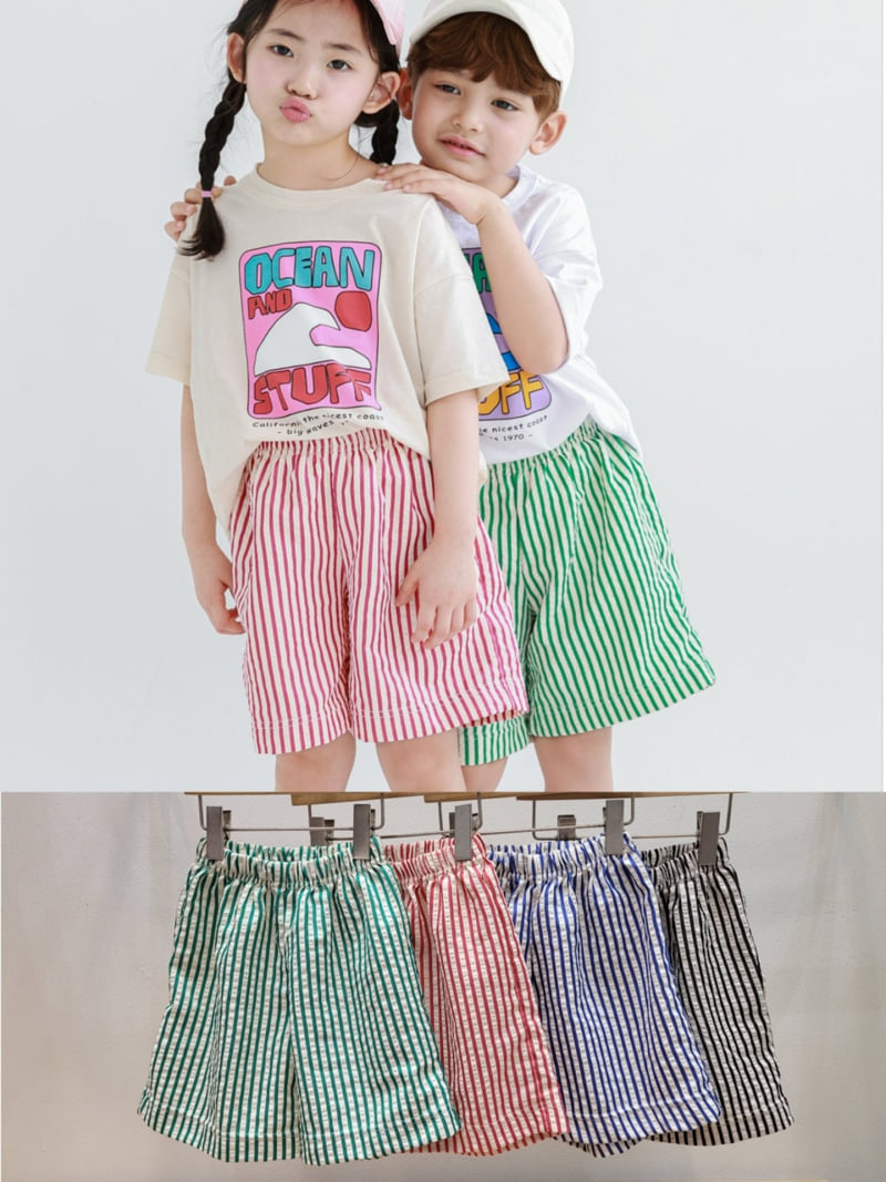 Atree - Korean Women Fashion - #thatsdarling - Stripe Shorts (Mom) - 2