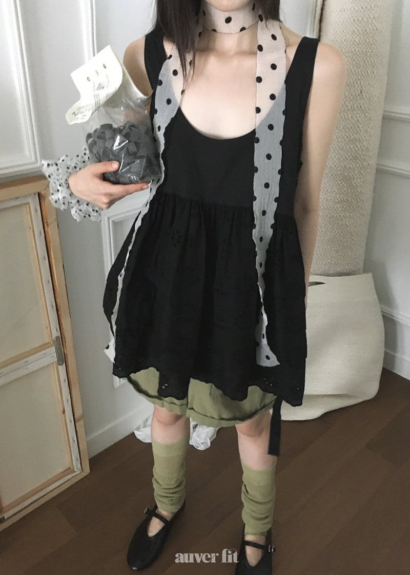 Auver_Fit - Korean Women Fashion - #momslook - Punching Wide Strap Sleeveless - 2