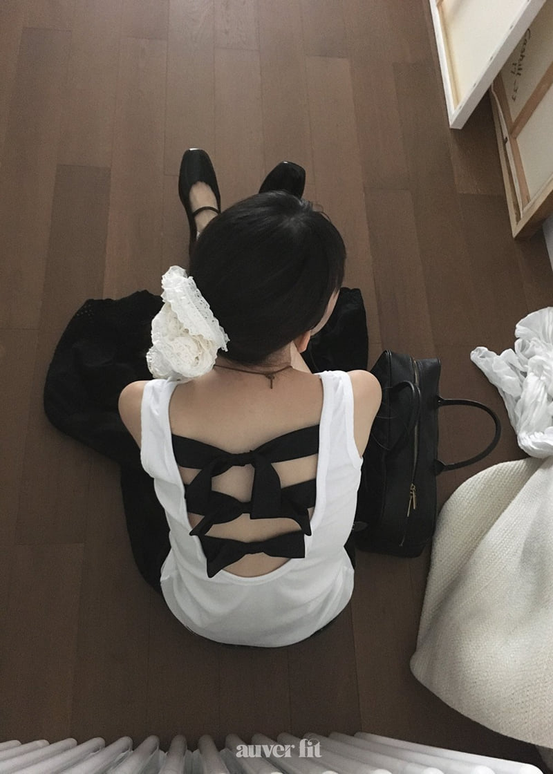 Auver_Fit - Korean Women Fashion - #momslook - Ribbon Tie Back Sleeveless - 10