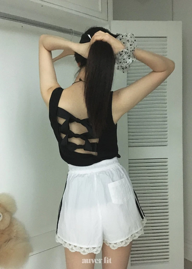Auver_Fit - Korean Women Fashion - #momslook - Ribbon Tie Back Sleeveless - 2