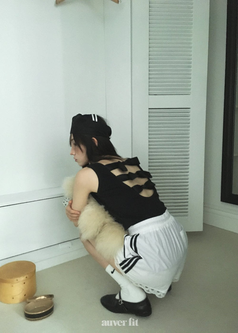 Auver_Fit - Korean Women Fashion - #womensfashion - Ribbon Tie Back Sleeveless - 4