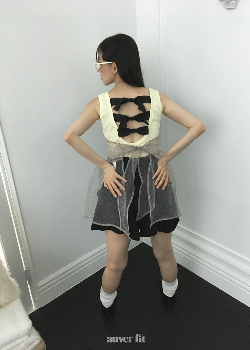 Auver_Fit - Korean Women Fashion - #momslook - Daisy Ribbon Sleeveless - 3