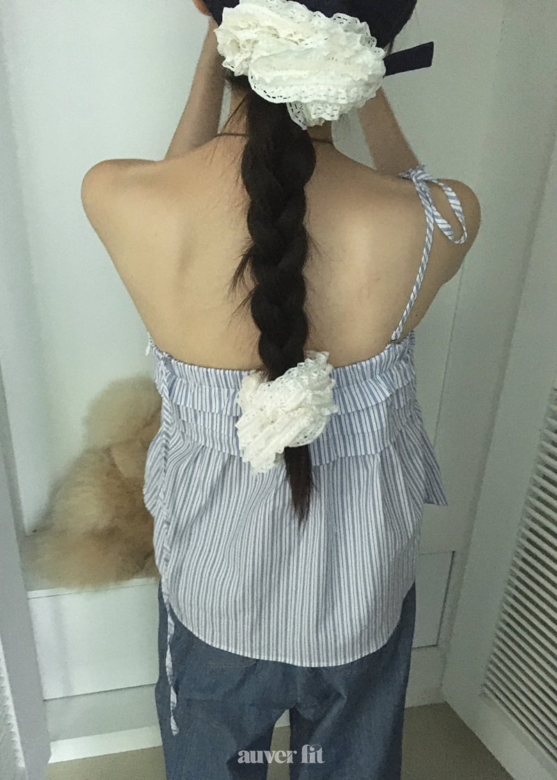 Auver_Fit - Korean Women Fashion - #momslook - Stripe Pleated Tank Top - 8