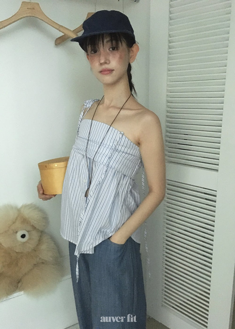 Auver_Fit - Korean Women Fashion - #momslook - Stripe Pleated Tank Top - 9