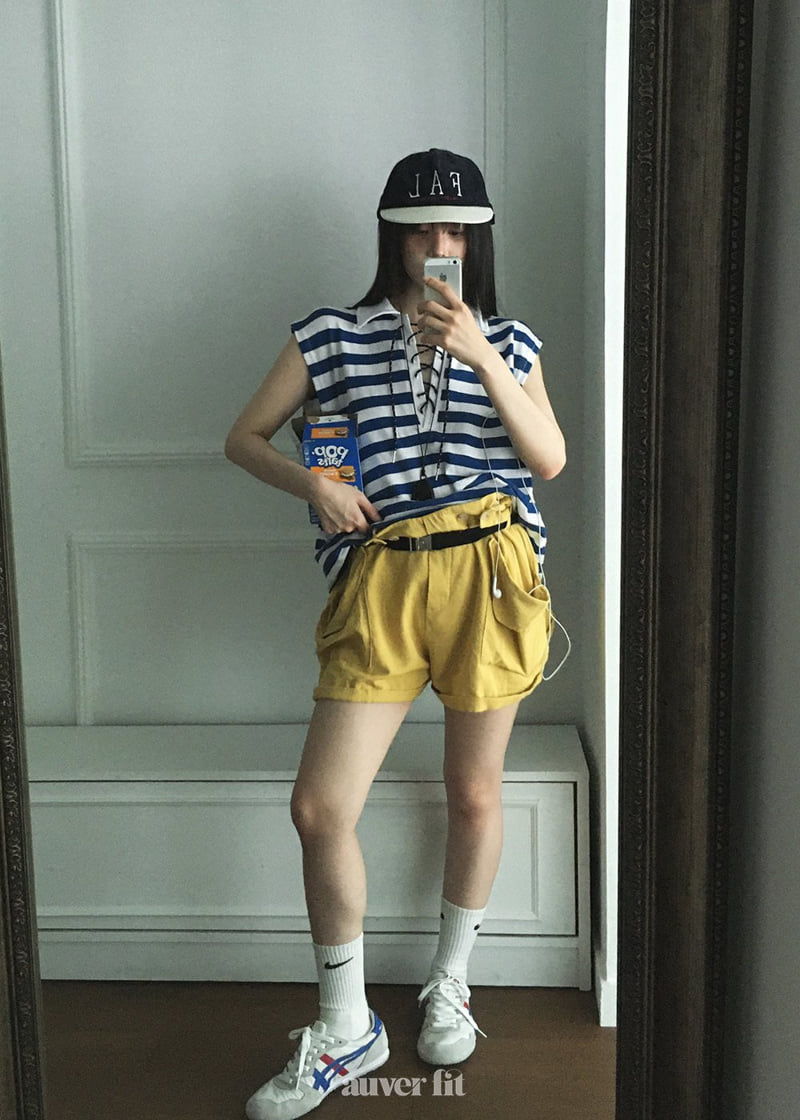 Auver_Fit - Korean Women Fashion - #momslook - PK Stripe Sleeveless - 3