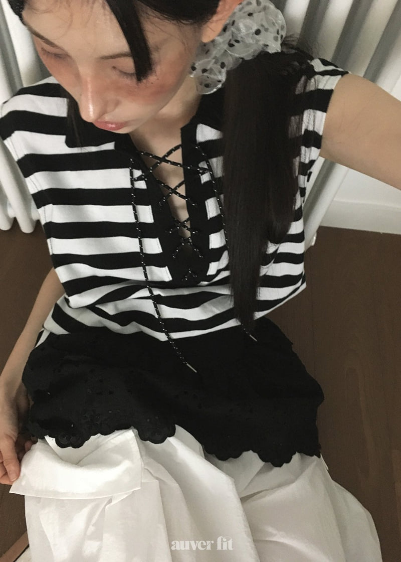 Auver_Fit - Korean Women Fashion - #momslook - PK Stripe Sleeveless - 8
