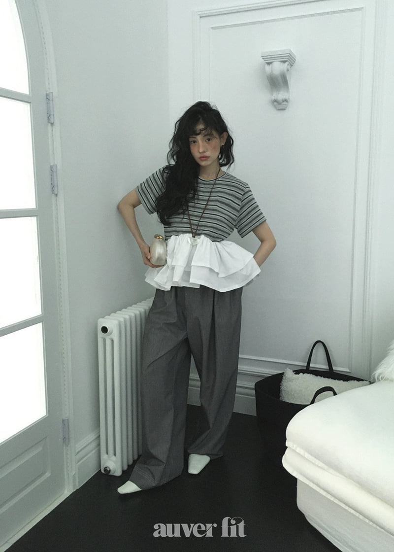 Auver_Fit - Korean Women Fashion - #momslook - Wave Frill Tee - 11