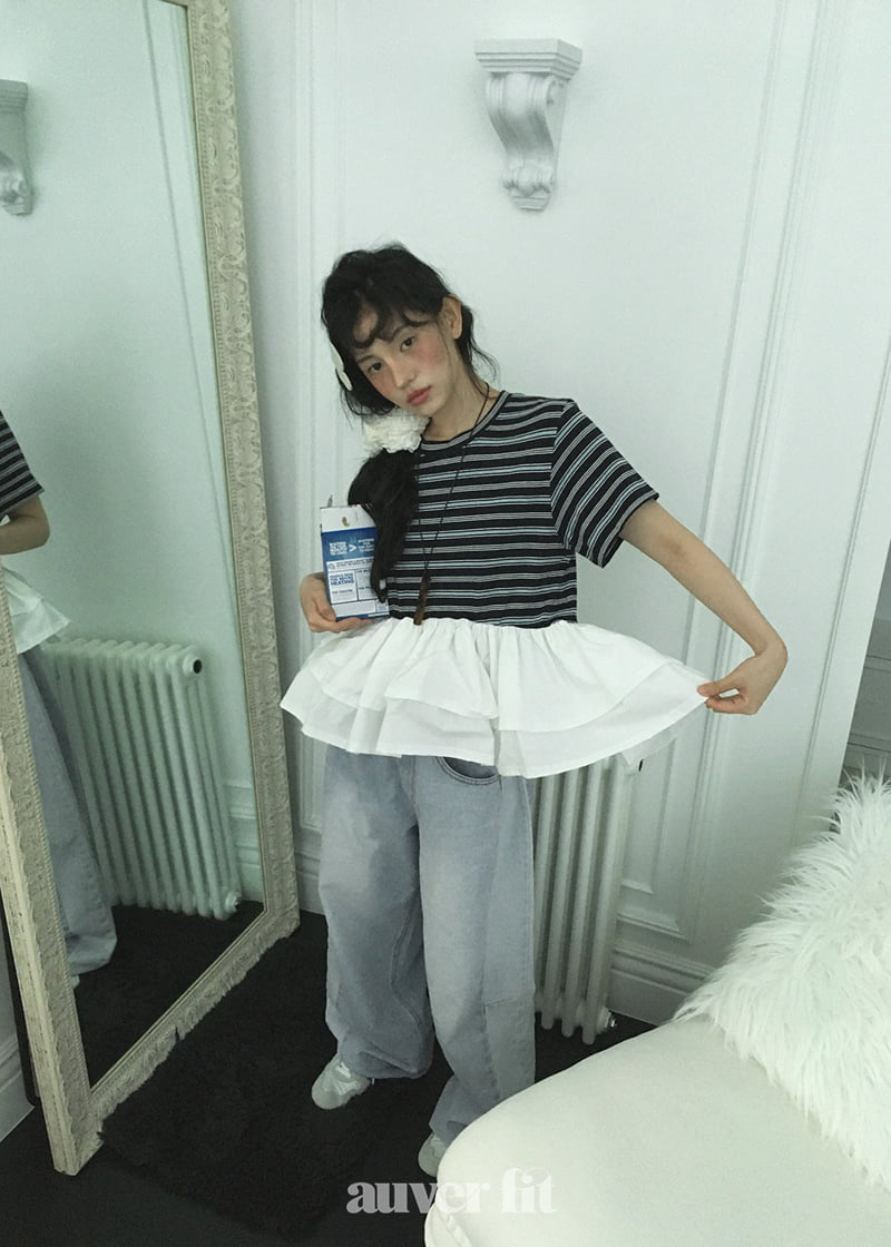 Auver_Fit - Korean Women Fashion - #romanticstyle - Wave Frill Tee - 5