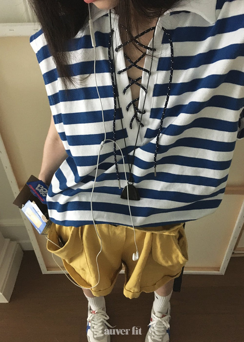 Auver_Fit - Korean Women Fashion - #womensfashion - PK Stripe Sleeveless - 2