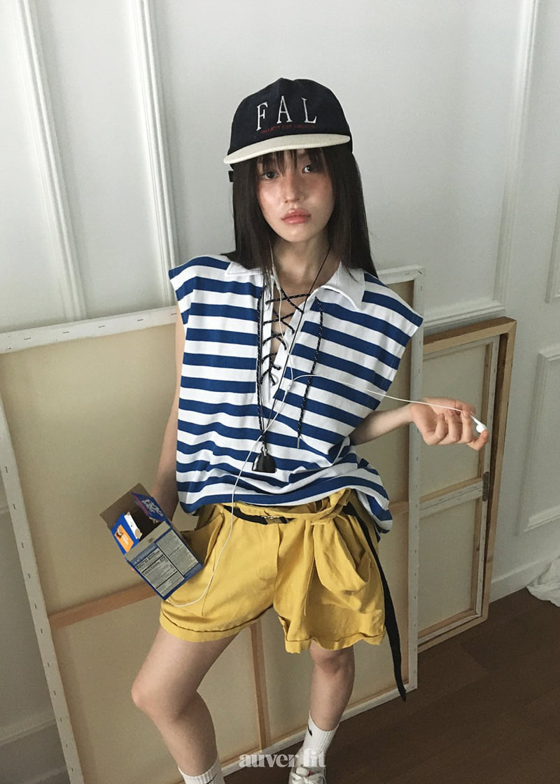 Auver_Fit - Korean Women Fashion - #momslook - PK Stripe Sleeveless - 4