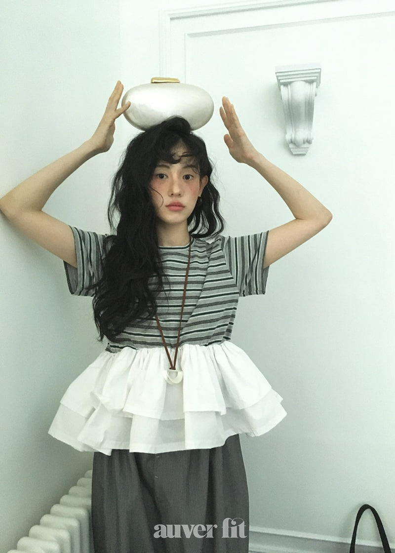 Auver_Fit - Korean Women Fashion - #womensfashion - Wave Frill Tee - 12