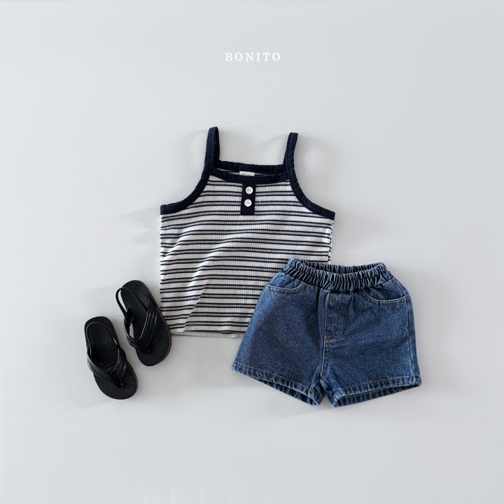 Bonito - Korean Children Fashion - #childrensboutique - Stripe Button Ribbed Sleeveless - 9