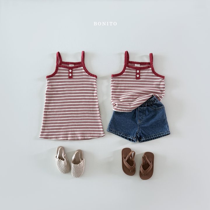 Bonito - Korean Children Fashion - #minifashionista - Stripe Button Ribbed Sleeveless - 3
