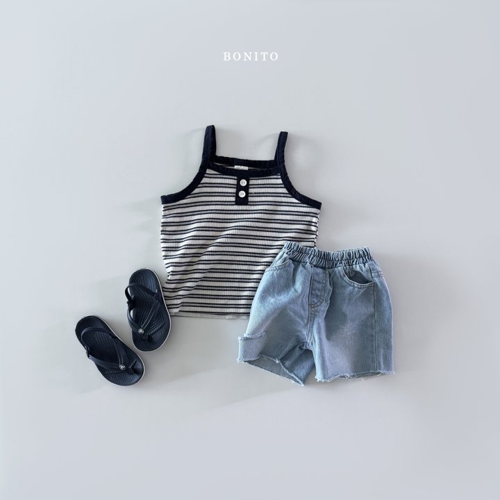 Bonito - Korean Children Fashion - #minifashionista - Stripe Button Ribbed Sleeveless - 4
