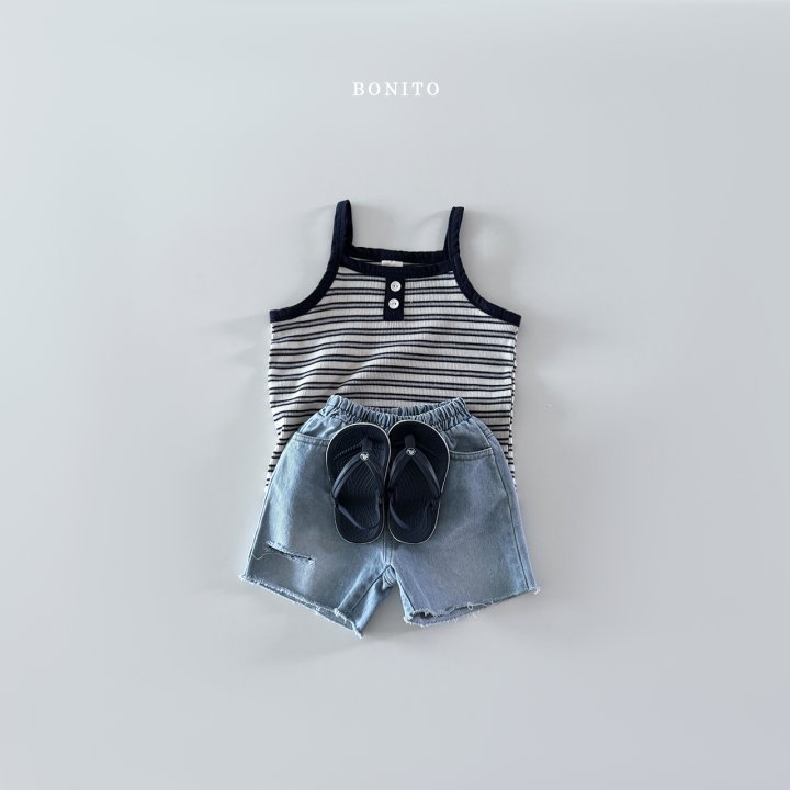 Bonito - Korean Children Fashion - #todddlerfashion - Stripe Button Ribbed Sleeveless - 5