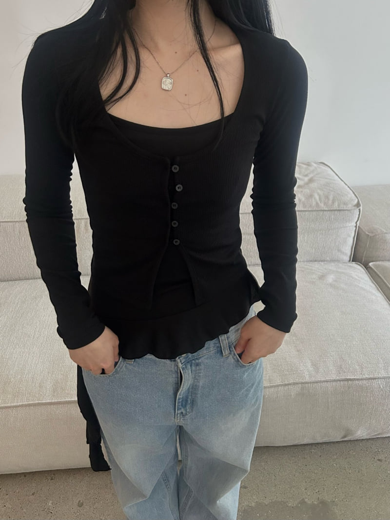 Buckle - Korean Women Fashion - #momslook - Slash Cardigan Set - 10