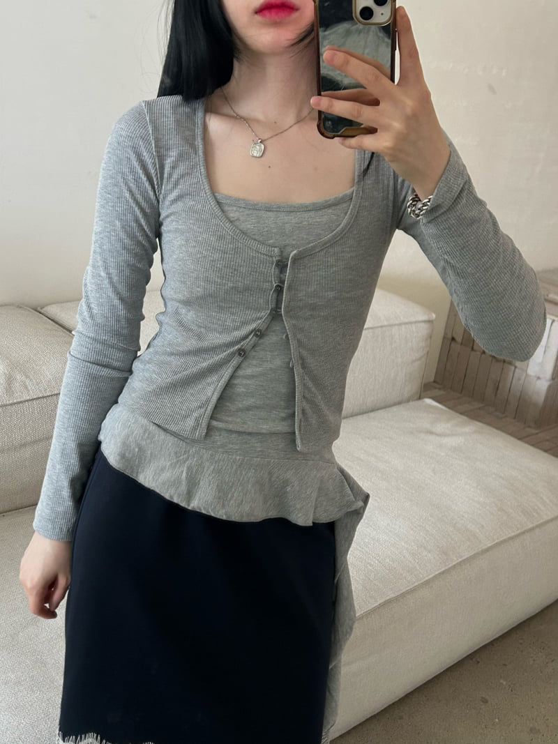 Buckle - Korean Women Fashion - #thelittlethings - Slash Cardigan Set - 4