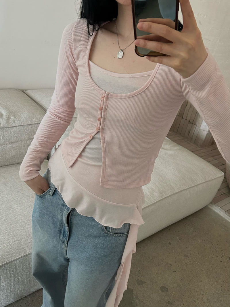 Buckle - Korean Women Fashion - #momslook - Slash Cardigan Set - 8