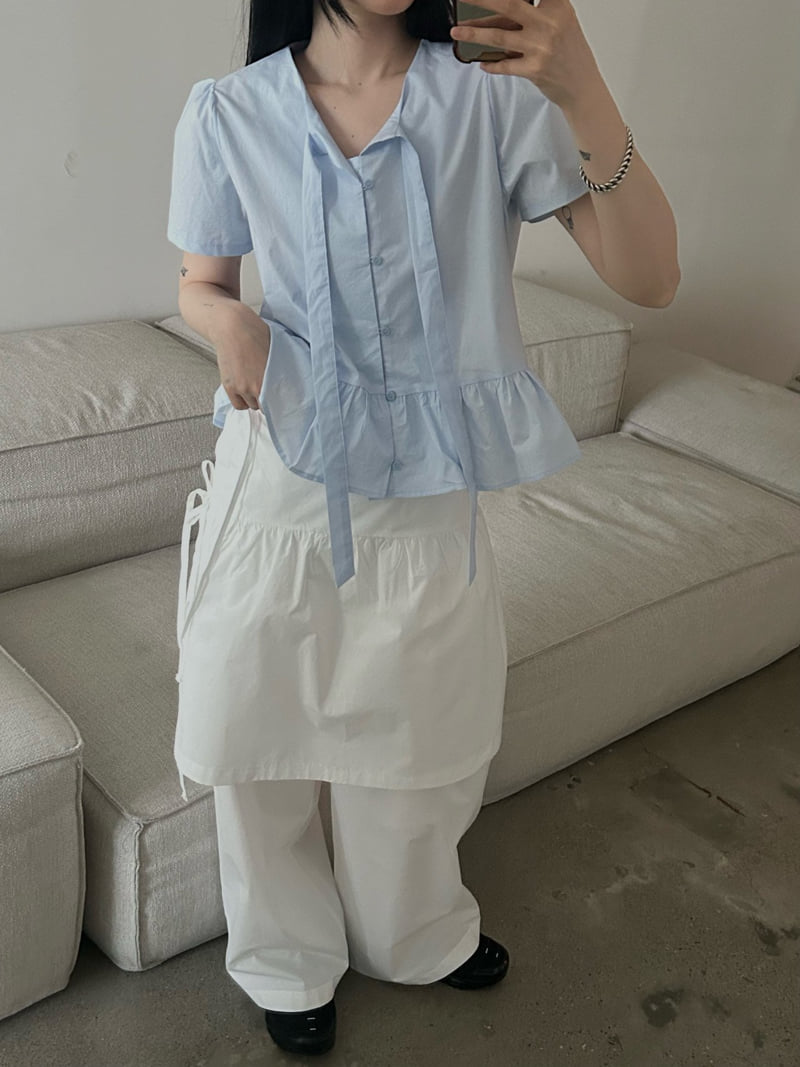 Buckle - Korean Women Fashion - #shopsmall - Cotton Tie Blouse - 8