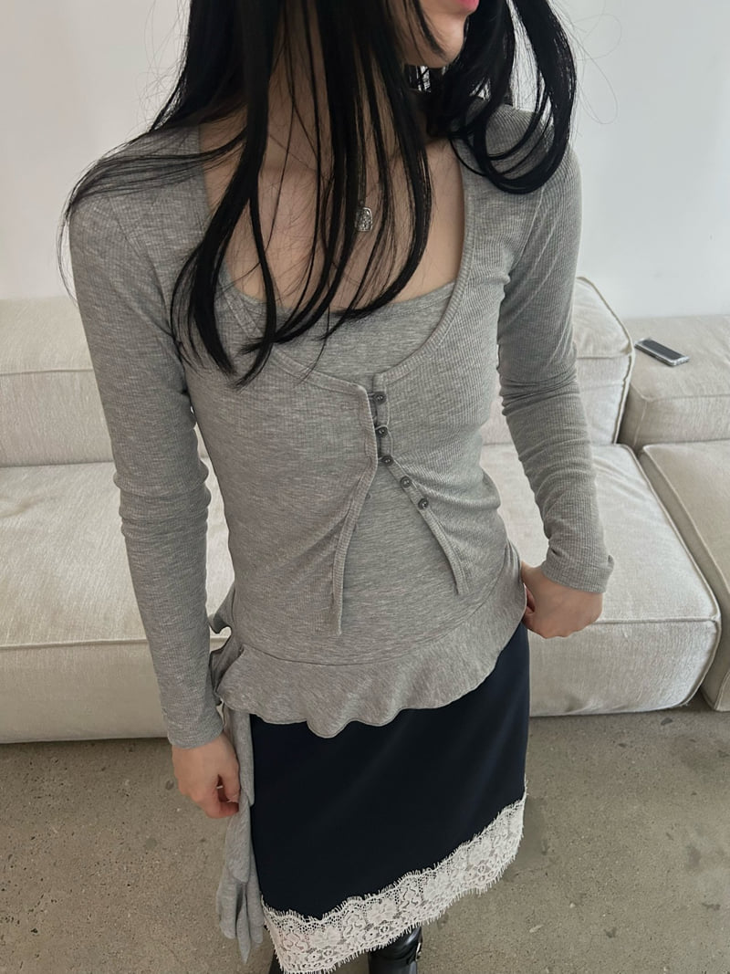Buckle - Korean Women Fashion - #shopsmall - Slash Cardigan Set