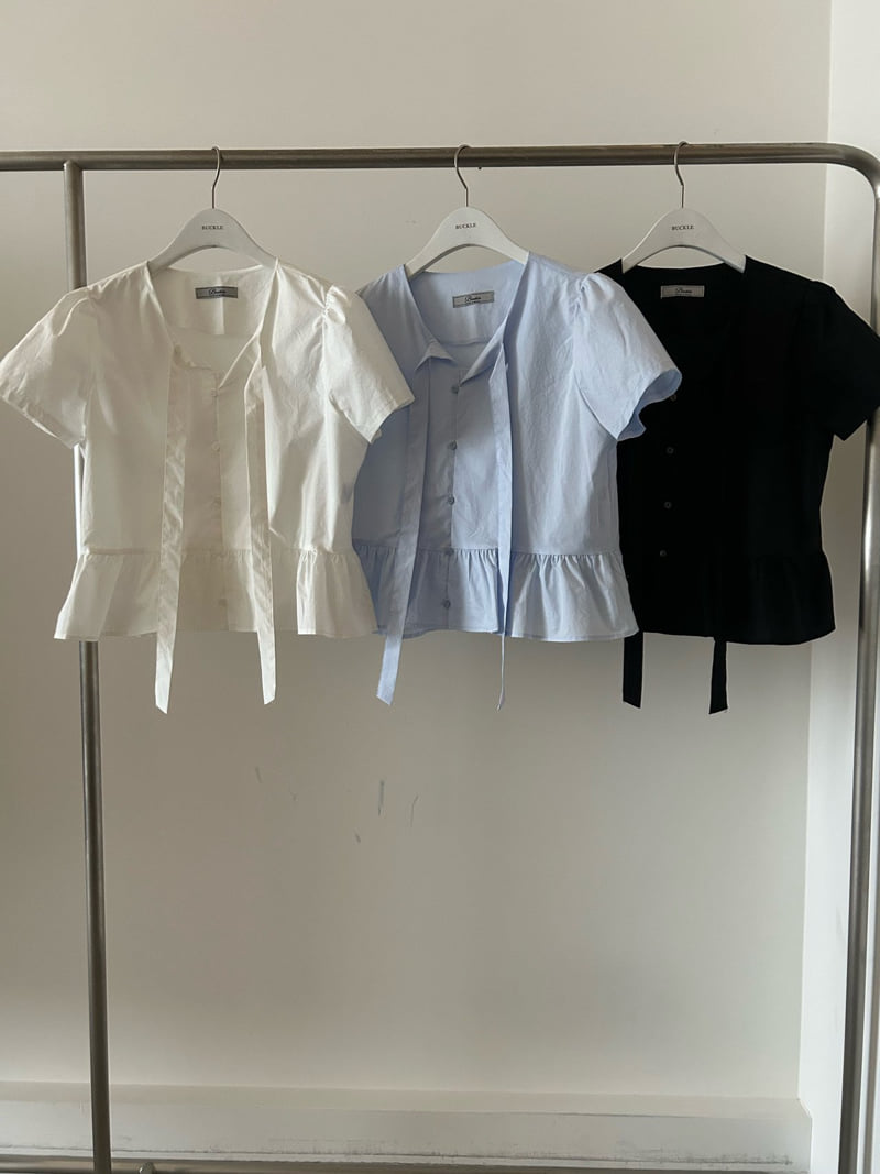 Buckle - Korean Women Fashion - #thatsdarling - Cotton Tie Blouse - 9