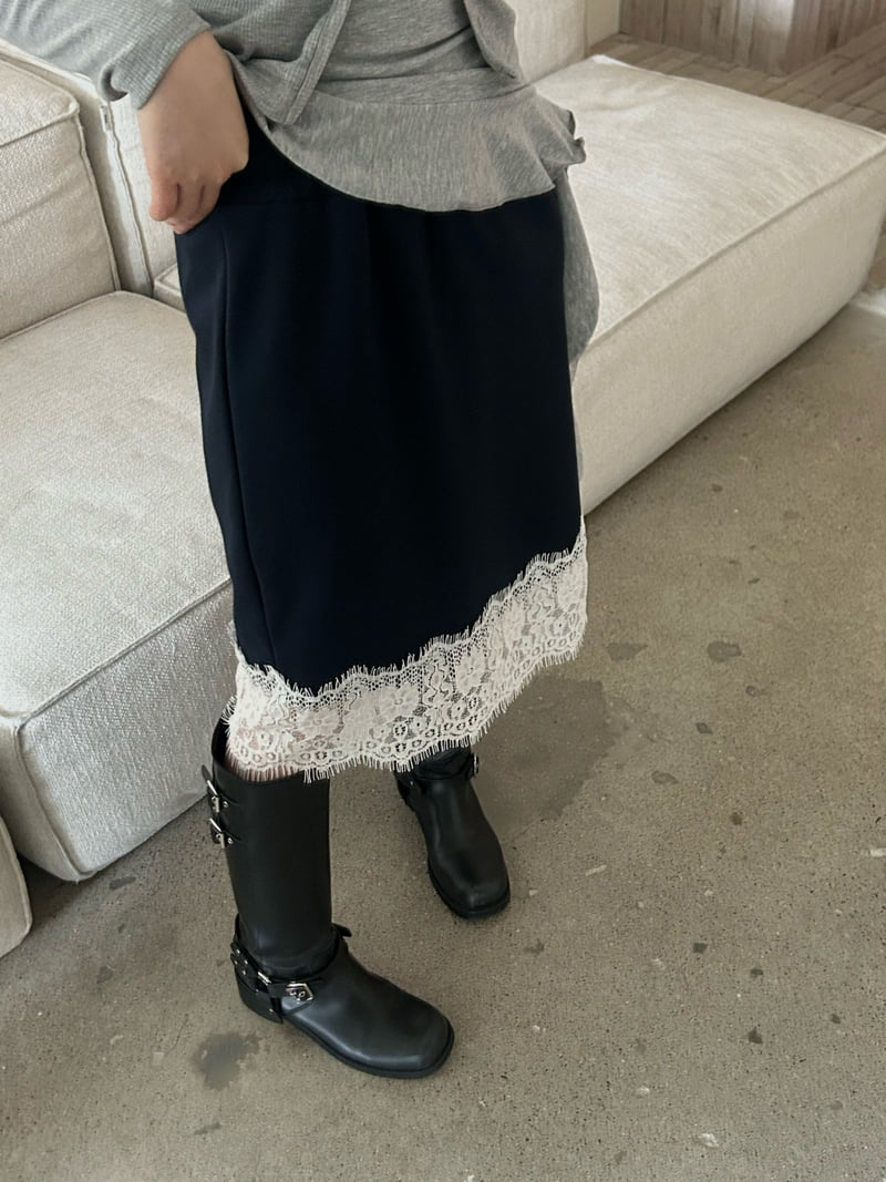 Buckle - Korean Women Fashion - #momslook - Cut-Out Lace Skirt - 4