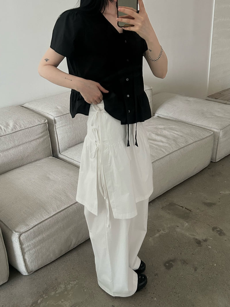 Buckle - Korean Women Fashion - #womensfashion - Cotton Tie Blouse - 12