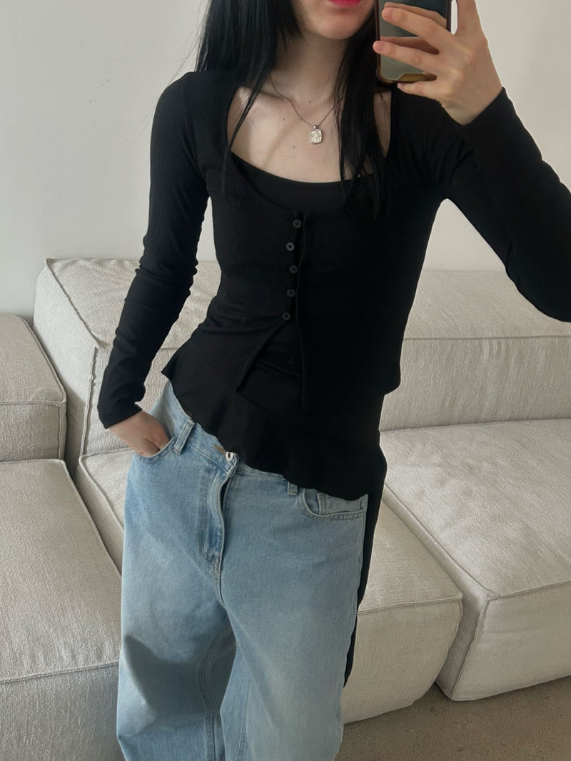 Buckle - Korean Women Fashion - #womensfashion - Slash Cardigan Set - 11