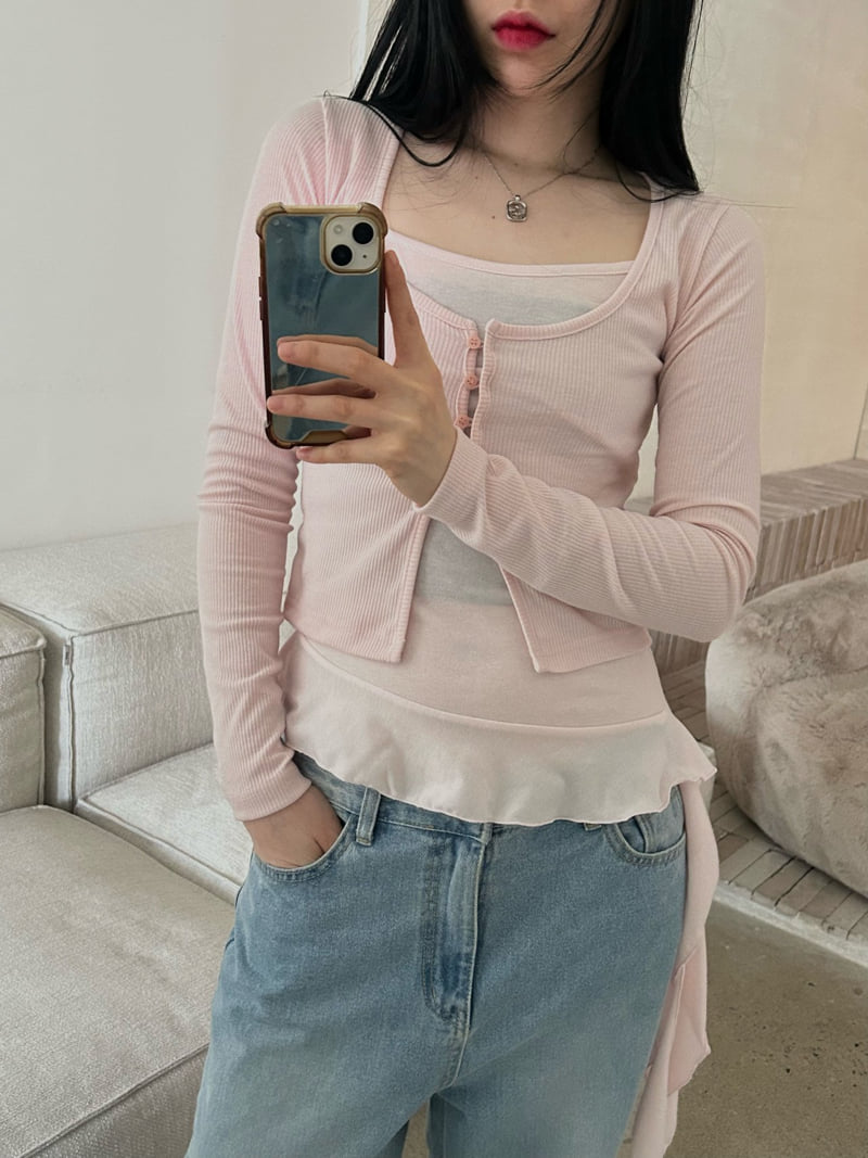 Buckle - Korean Women Fashion - #womensfashion - Slash Cardigan Set - 7