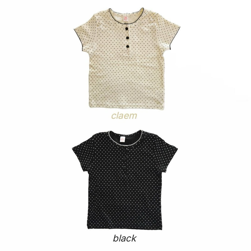 Bymimi - Korean Children Fashion - #kidsshorts - Picot Dot Tee