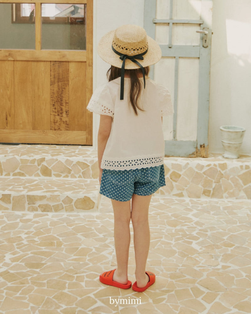 Bymimi - Korean Children Fashion - #littlefashionista - Tiny Flower Denim Pants - 5