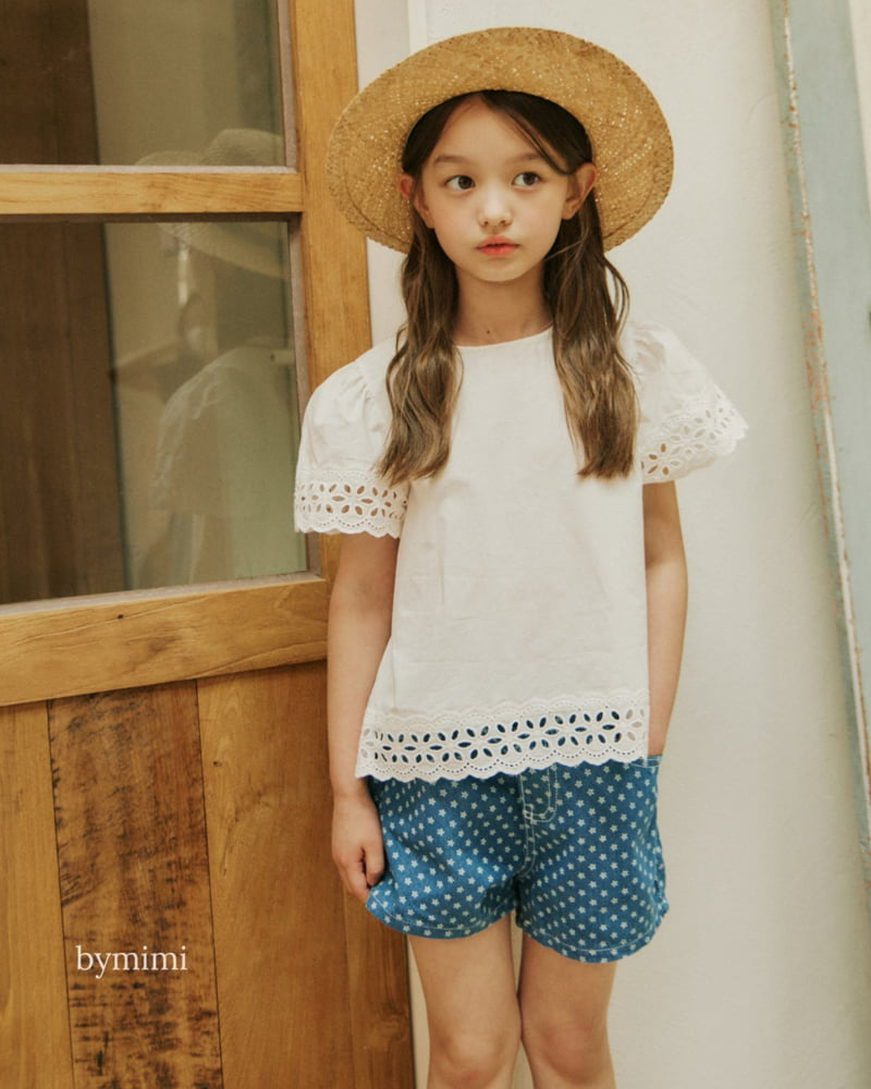 Bymimi - Korean Children Fashion - #prettylittlegirls - Tiny Flower Denim Pants - 8