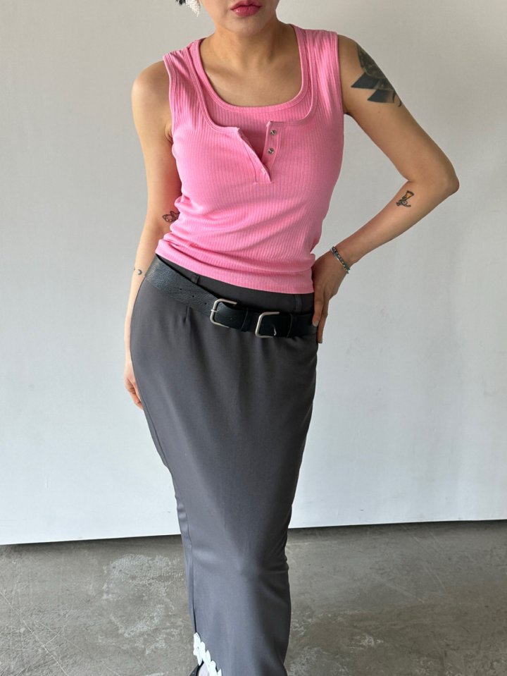 Chavi - Korean Women Fashion - #momslook - Double Ribbed Sleeveless Tee - 10