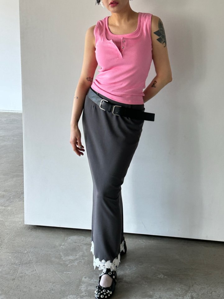 Chavi - Korean Women Fashion - #momslook - Double Ribbed Sleeveless Tee - 12