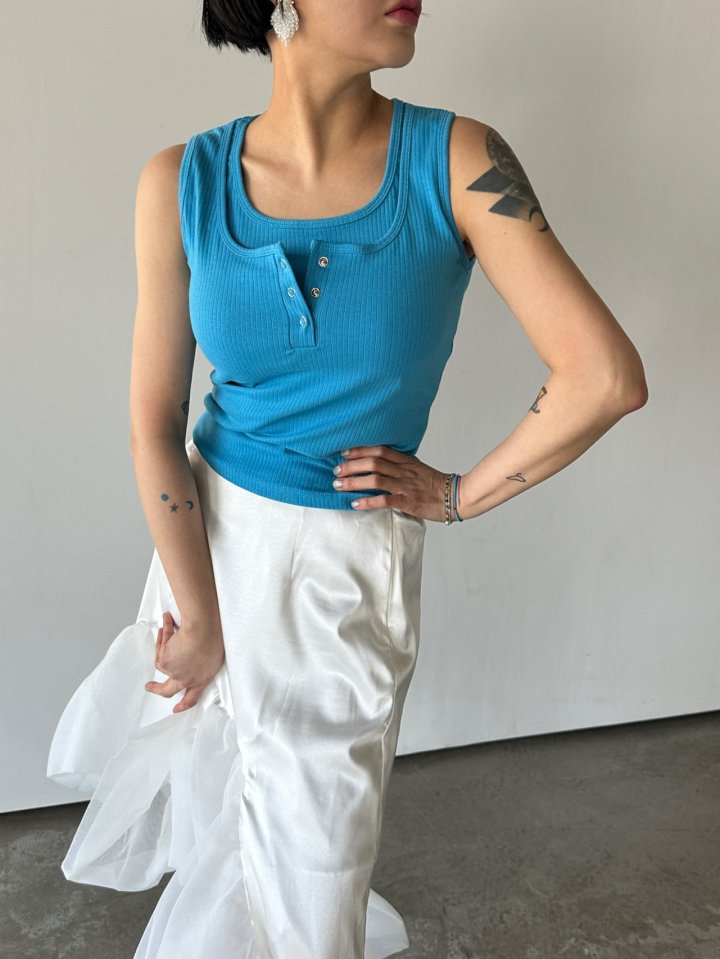 Chavi - Korean Women Fashion - #momslook - Double Ribbed Sleeveless Tee - 8
