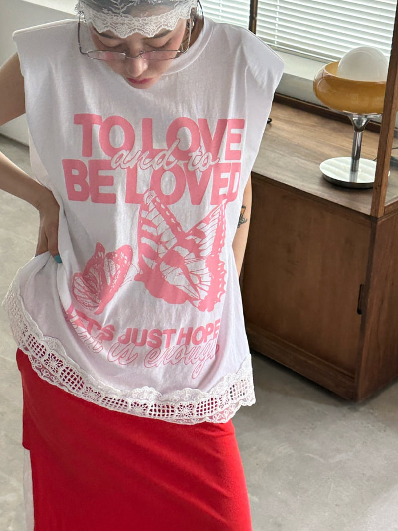 Chavi - Korean Women Fashion - #romanticstyle - Butterfly Box Sleeveless Tee - 5