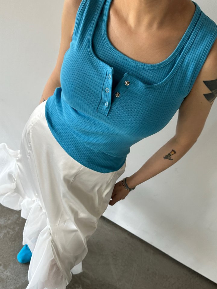 Chavi - Korean Women Fashion - #shopsmall - Double Ribbed Sleeveless Tee - 5