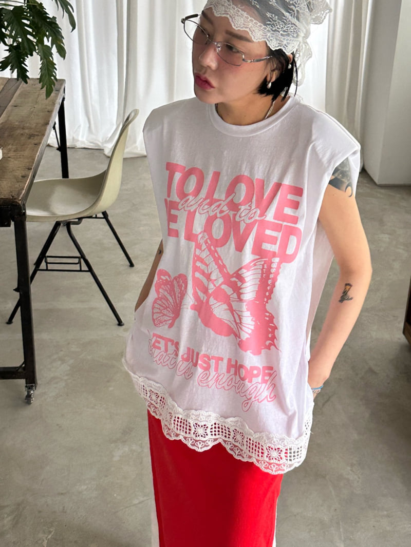 Chavi - Korean Women Fashion - #shopsmall - Butterfly Box Sleeveless Tee - 6