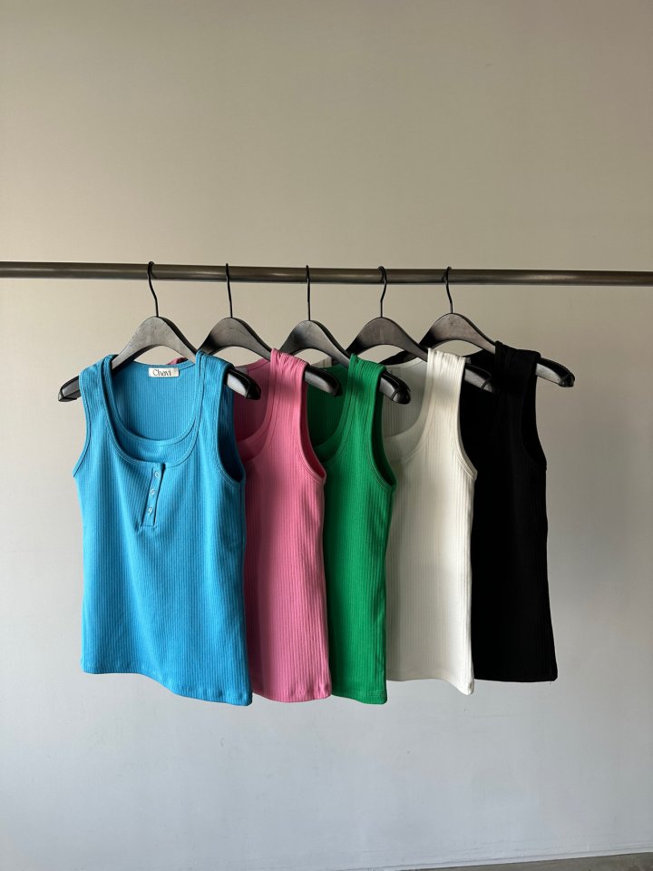 Chavi - Korean Women Fashion - #vintagekidsstyle - Double Ribbed Sleeveless Tee