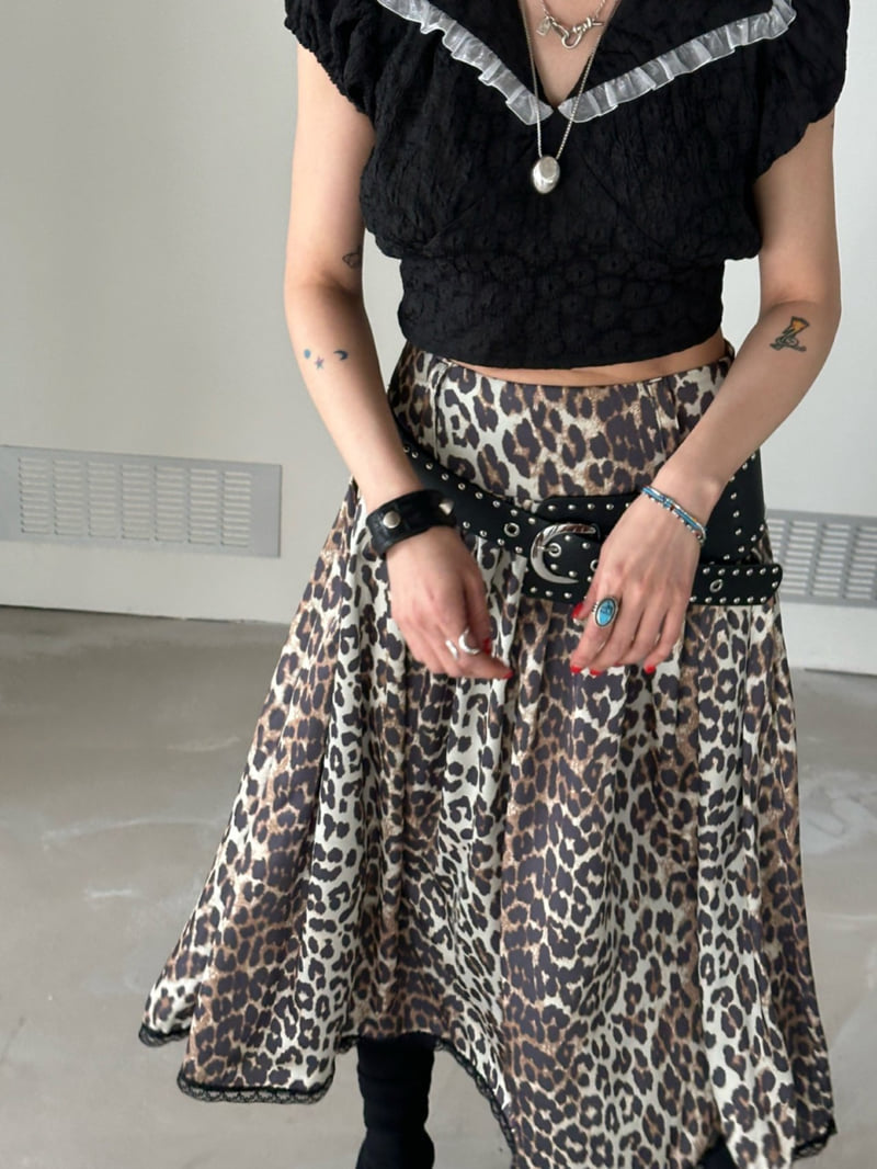 Chavi - Korean Women Fashion - #vintagekidsstyle - Leopard Satin Skirt - 8