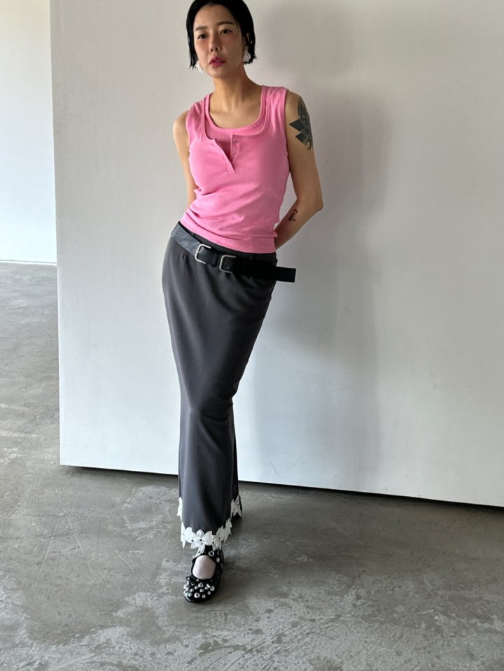 Chavi - Korean Women Fashion - #womensfashion - Double Ribbed Sleeveless Tee - 11
