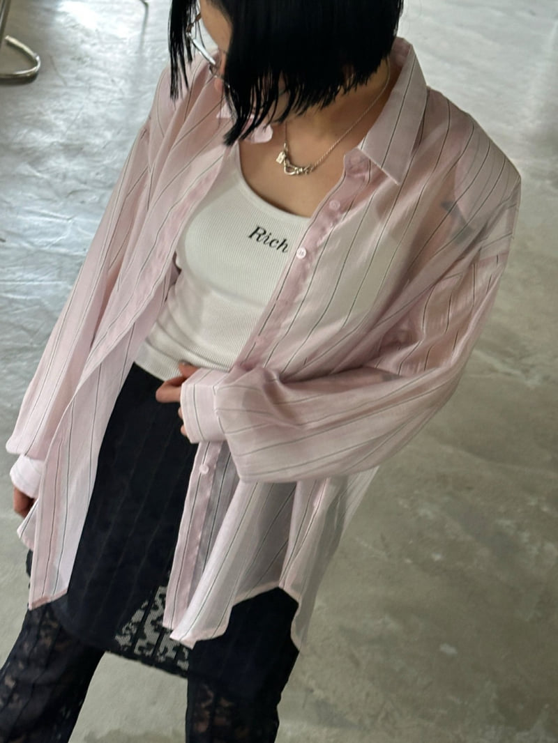 Chavi - Korean Women Fashion - #womensfashion - Tencel Stripe Shirt - 5